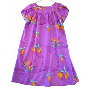 Hilo Hattie Women's L Purple Floral Midi Hawaiian Dress